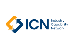 A blue and orange logo with interconnected geometric shapes and the letters 'ICN' beside the text 'Industry Capability Network'